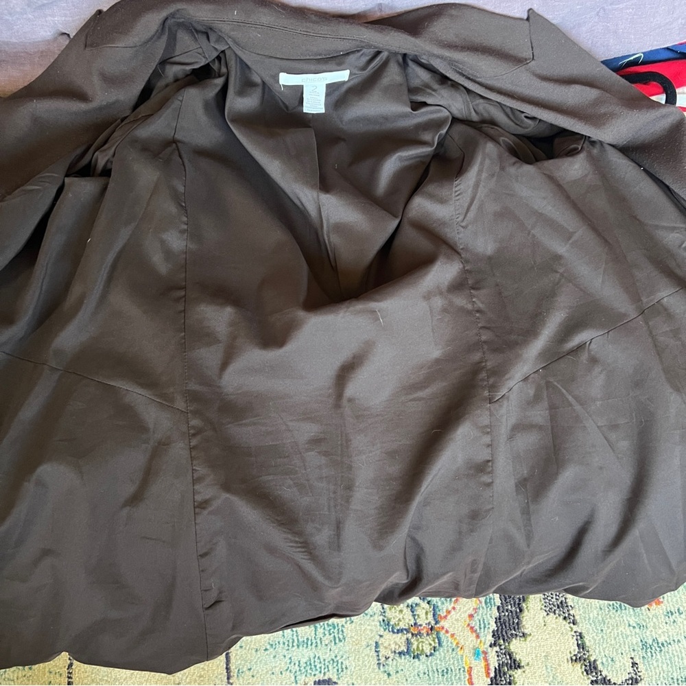 Chico's 2 Brown Long Sleeve Casual Career Blazer Suit Jacket size large 12 - Picture 5 of 5